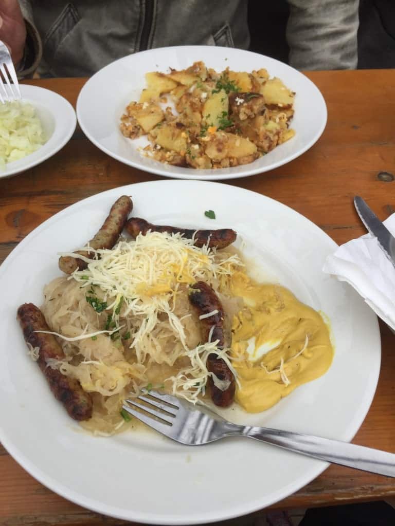 Traditional German food served at the Wiesn in Munich.