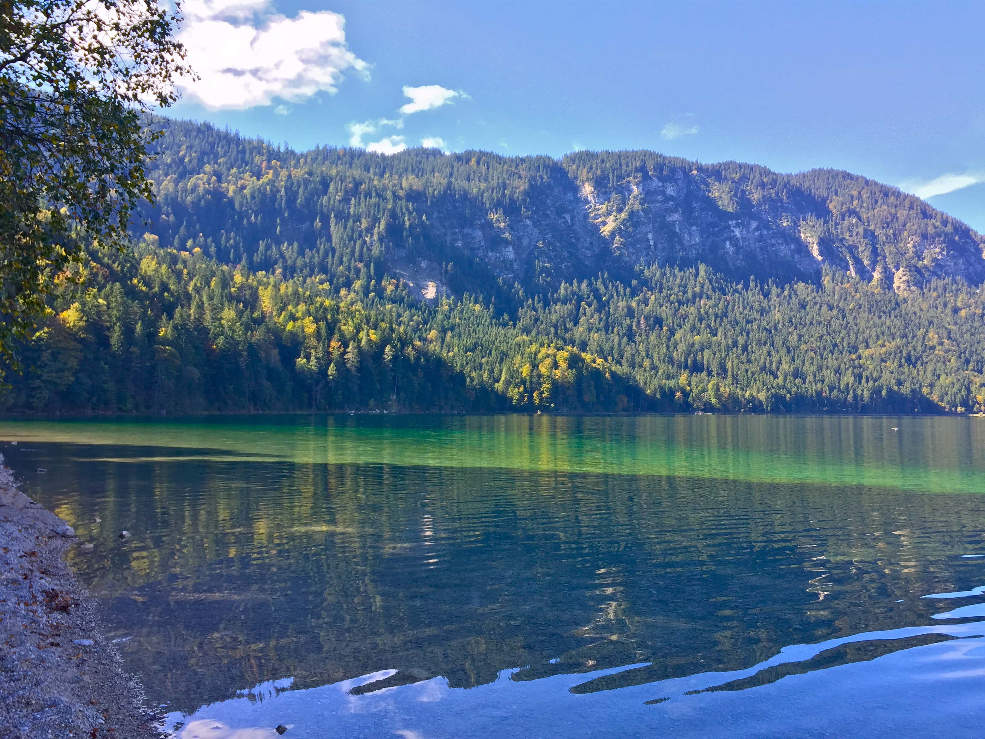 A reflection off the lake in Eibsee. Best towns Bavarian Alps