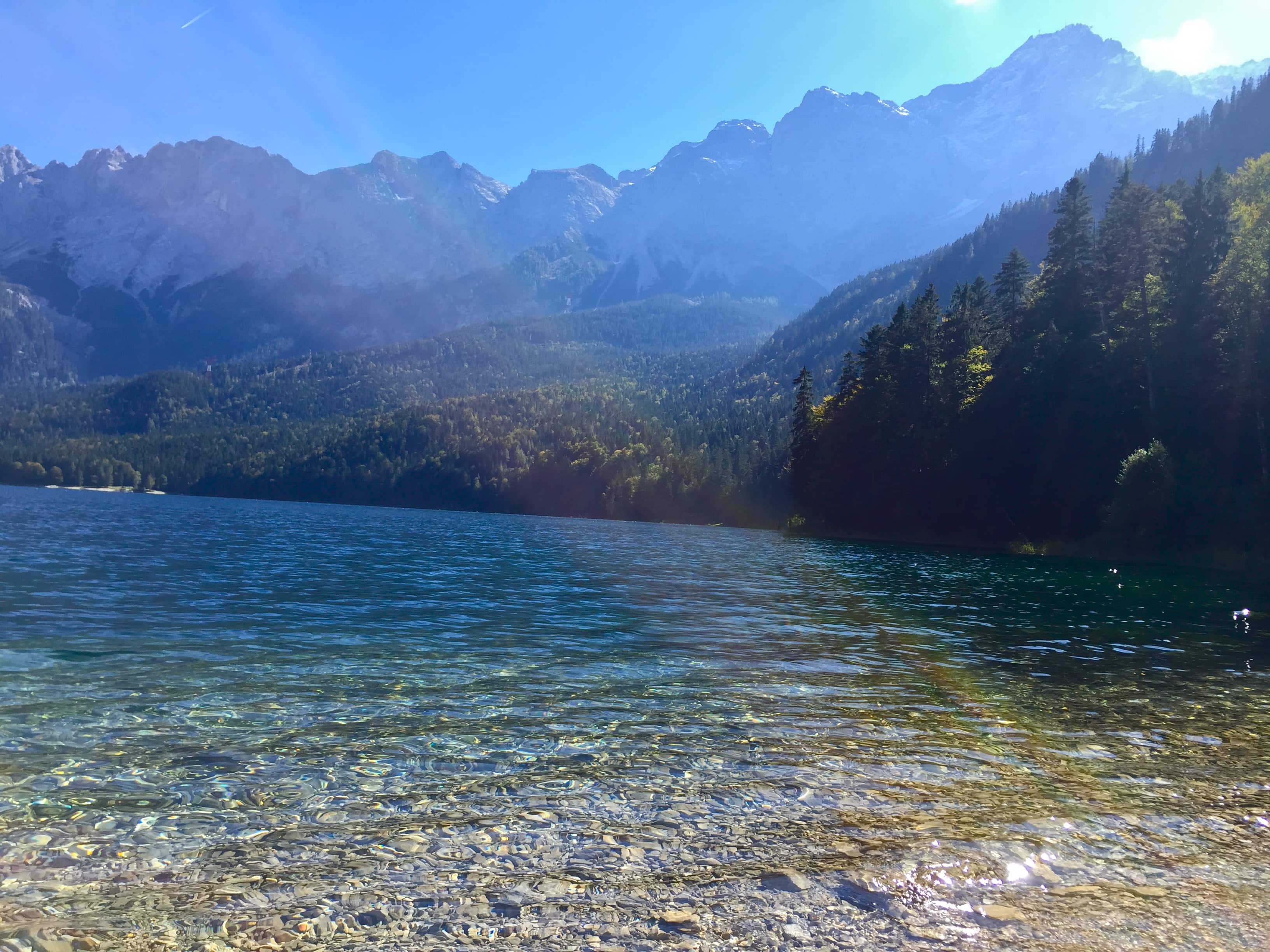 Eibsee in Garmisch, Germany. Zugspitz, the tallest mountain in Germany in the background.