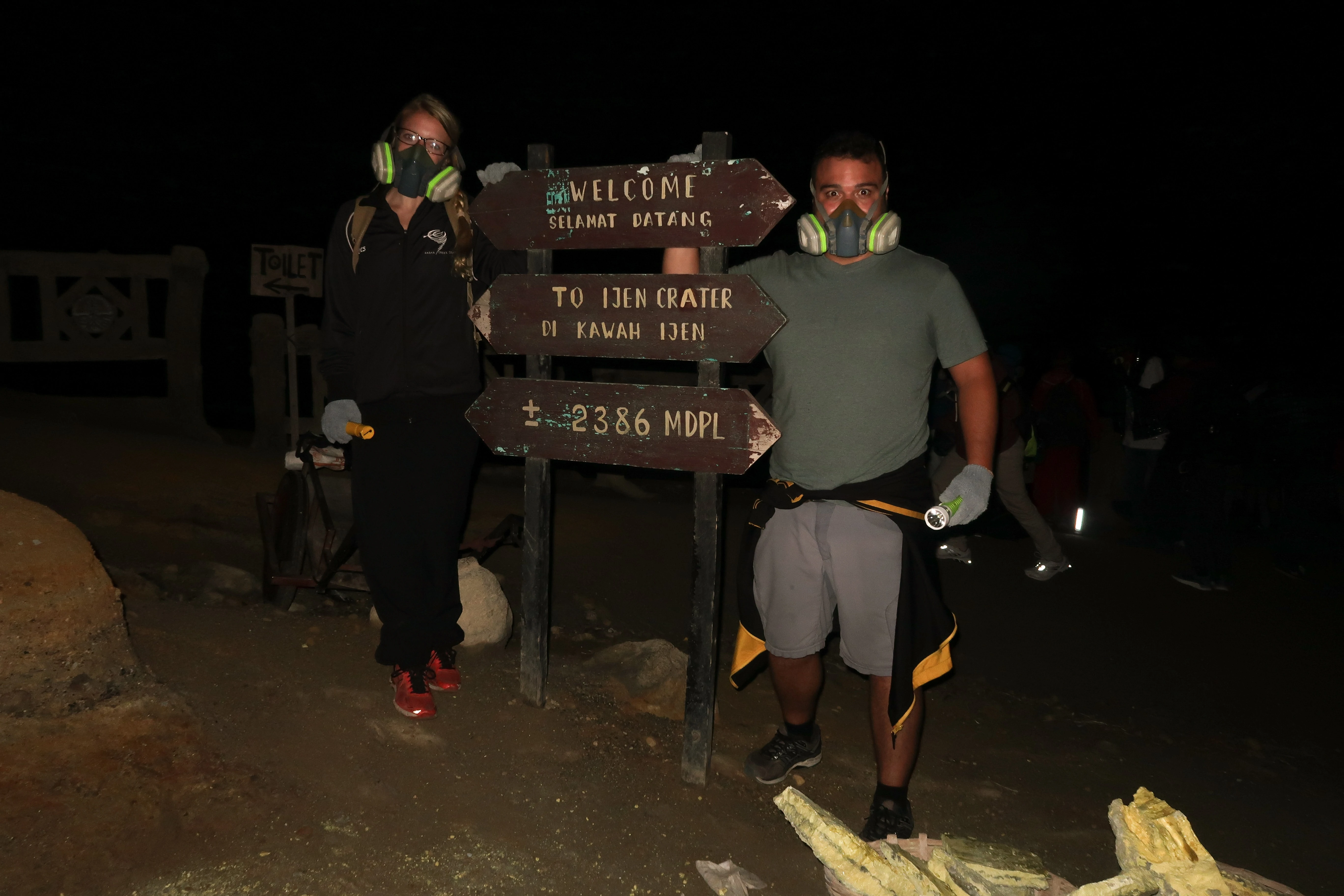 Standing near the entrance to the Mount Ijen hike