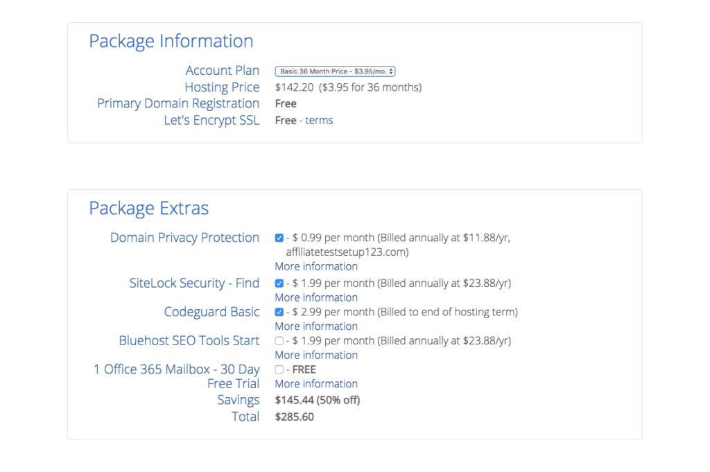 Select Your Package Add-Ons