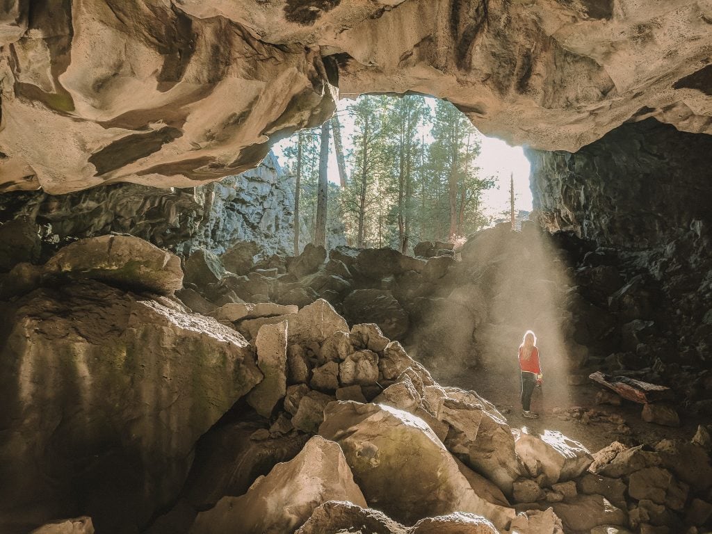 Hidden Forest Cave Near Bend, Oregon On A Sunny Summer Day