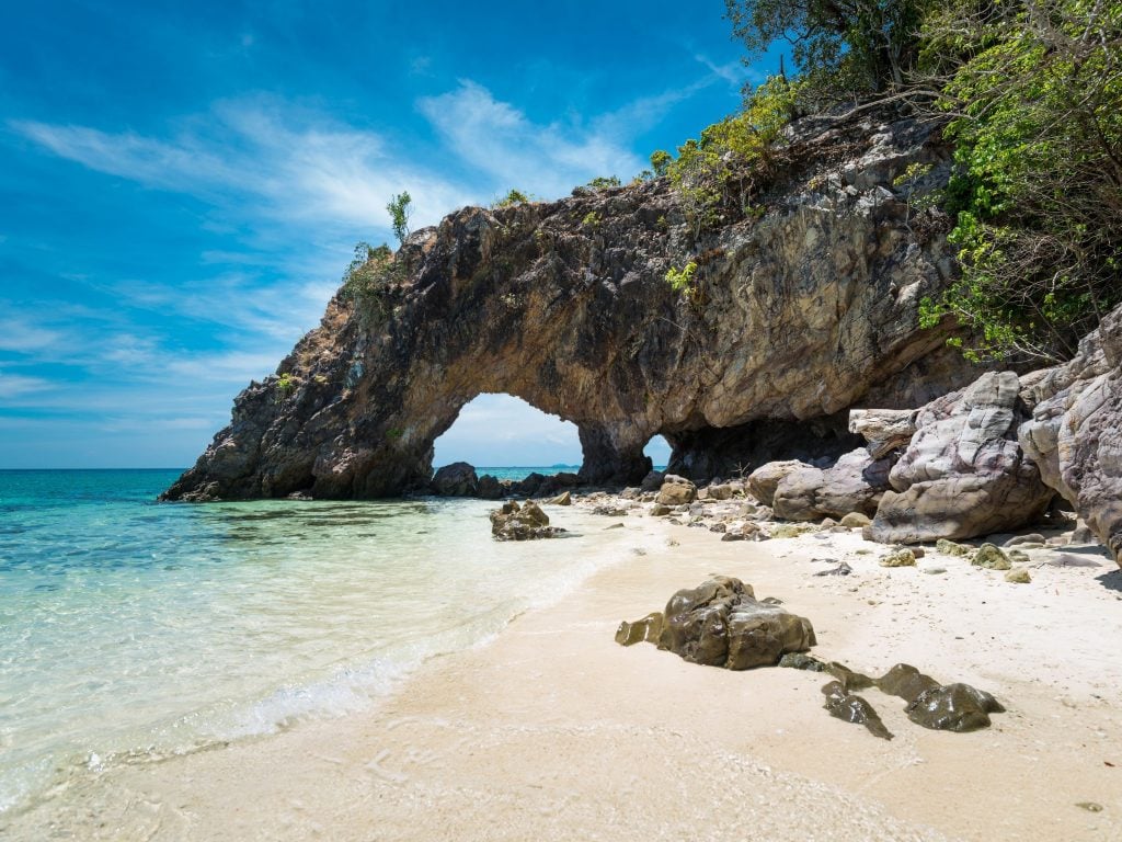 Rock Cave Formation On Koh Talu Island in Thailand, A Great Destination For Island Hopping.