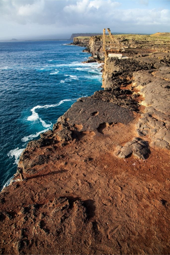 A View of the Cliffs and Ocean At The South Point Cliff Jump.