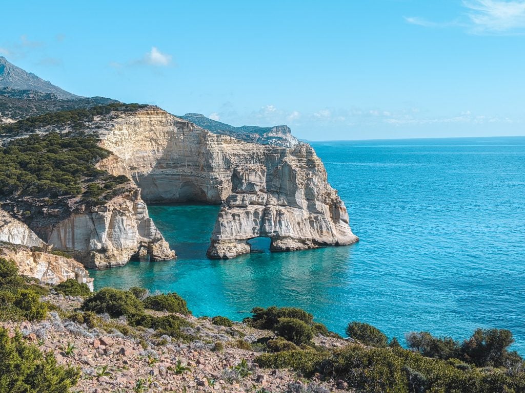 An Amazing View of Milos Greece's Sea Caves.