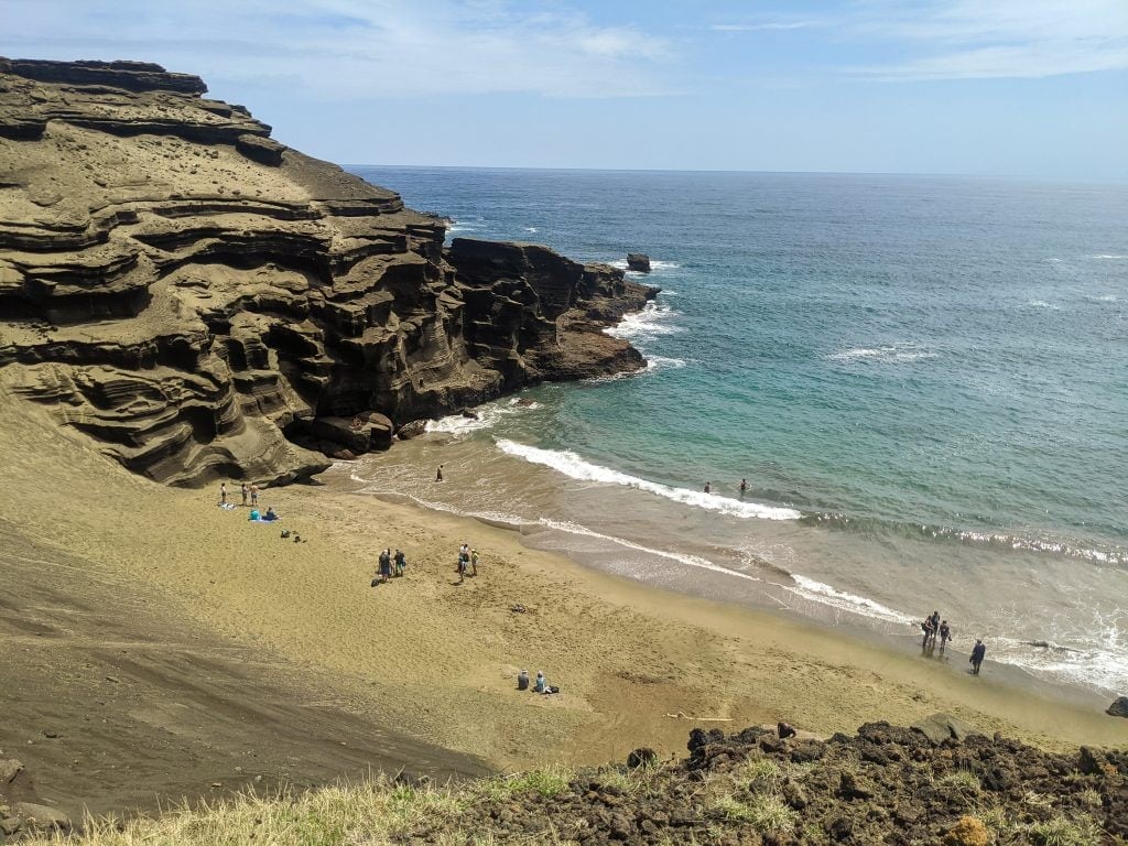 Green Sand Beach On The Big Island of Hawaii.
