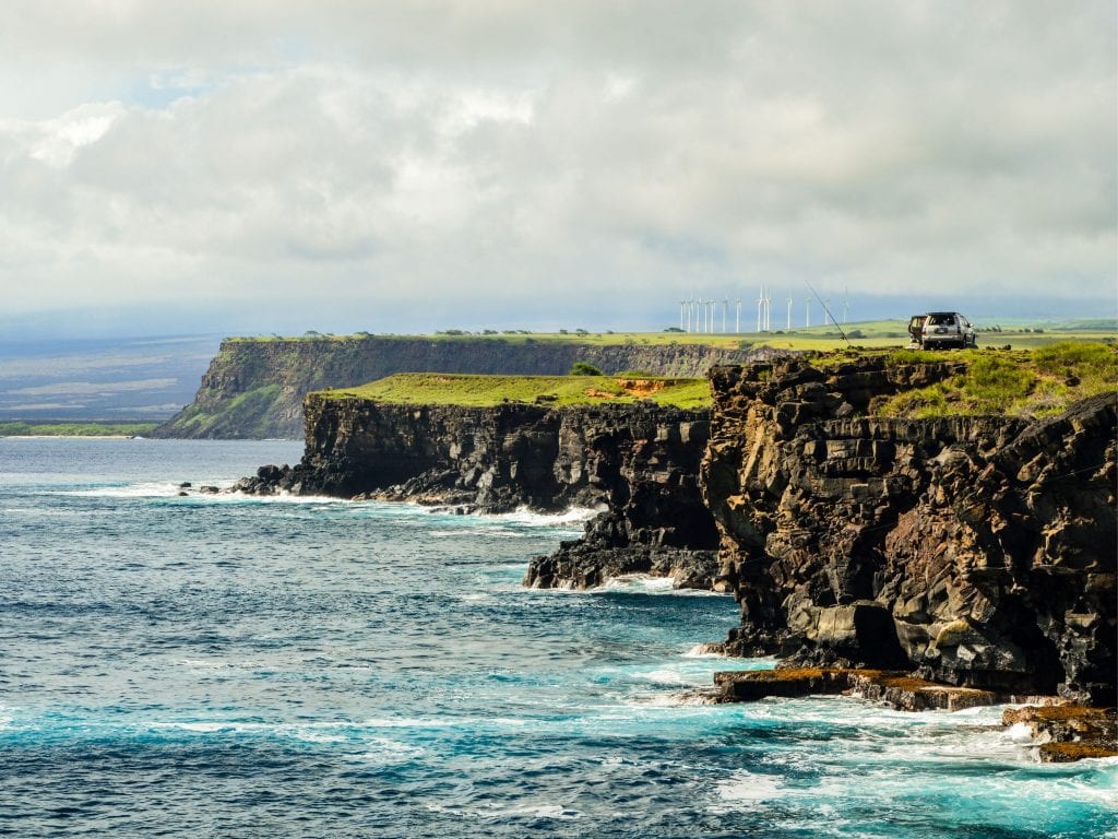 Horizontal View of the Cliffs on the Southern End of Hawaii.