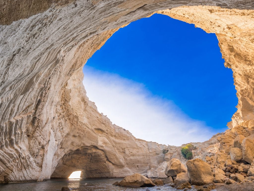 A View of the Top of Sykia Cave, One of The Best Things To Do On Milos, Greece.