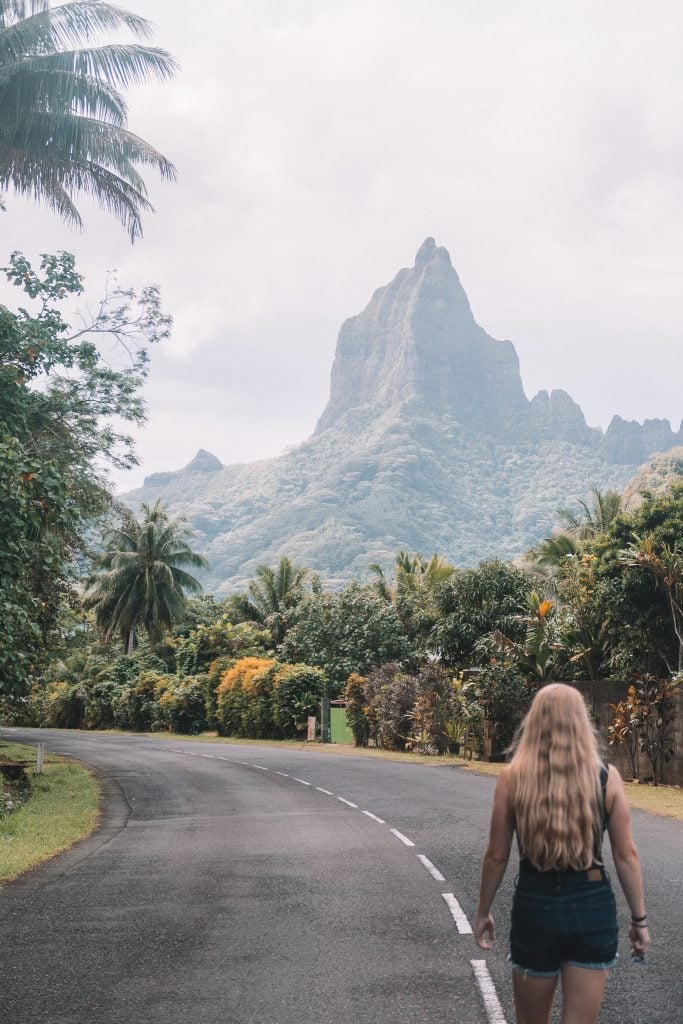 Walking Down The Streets In French Polynesia With Cloudy Skies.