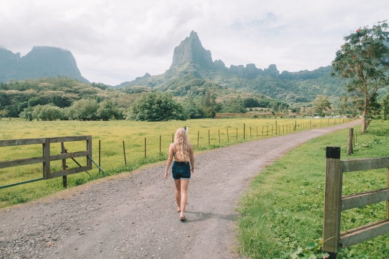 Walking Along The Dirt Road In French Polynesia During The Best Time To Visit.