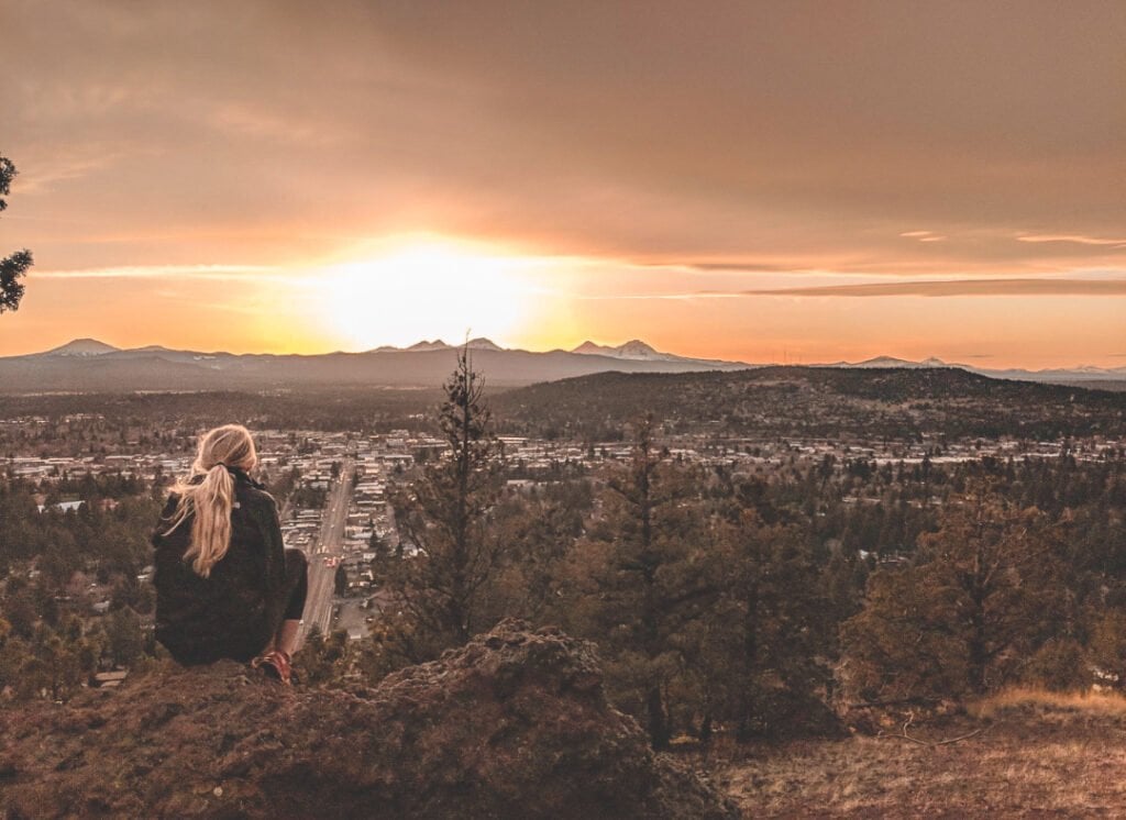 Sitting on the Edge of Pilot Butte in Bend, Oregon.