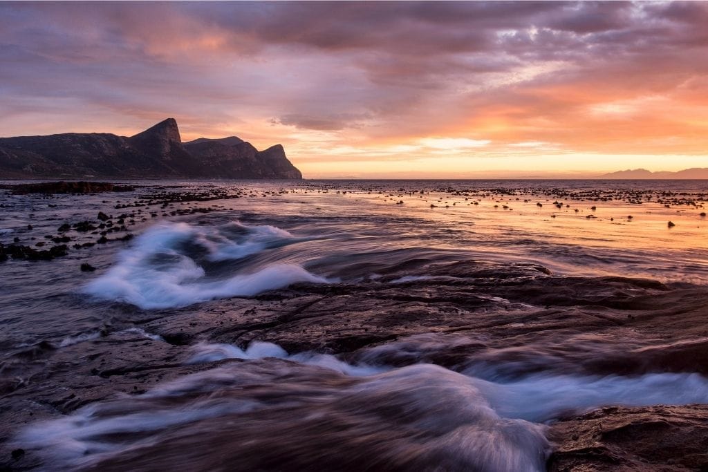 Smitswinkel Beach in Cape Town During Sunset.