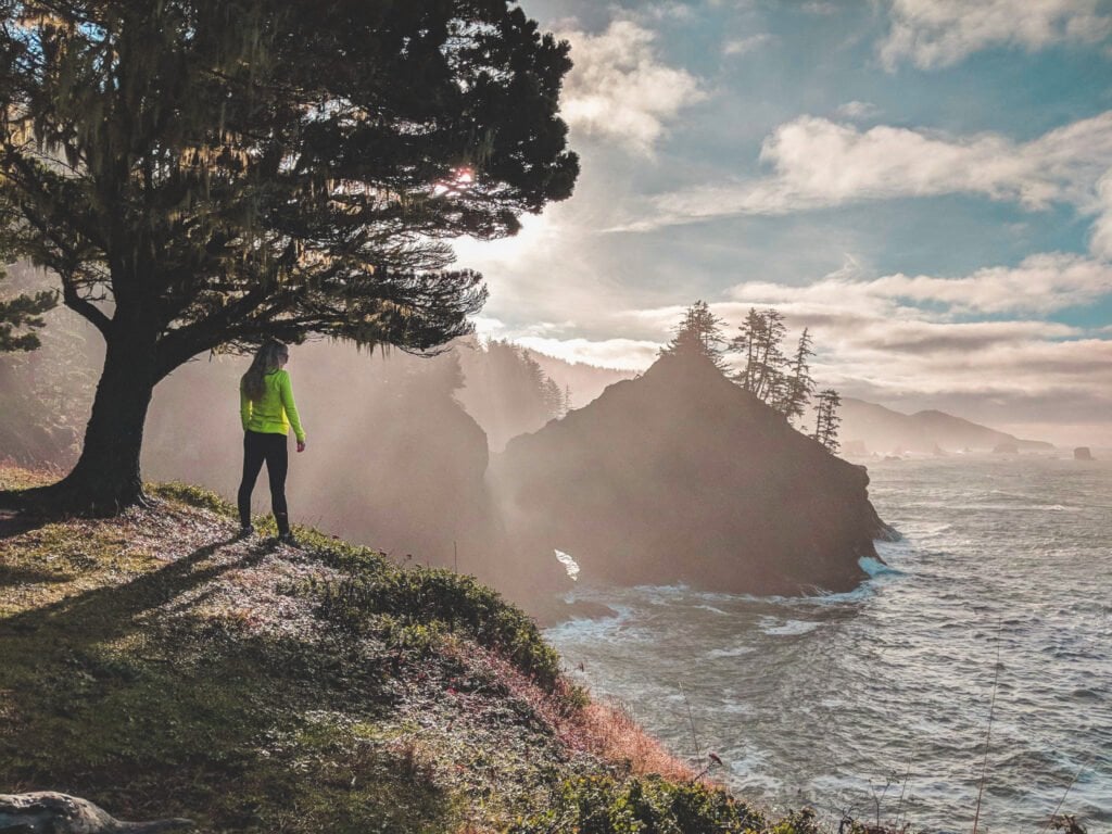 Standing On A Cliff In Brookings, Oregon, One of the Many Coast Towns To Explore.