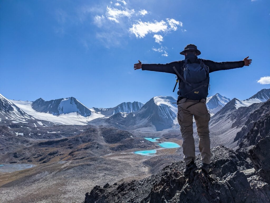 Standing At The Top of Sary Mogol Pass In Kyrgyzstan.