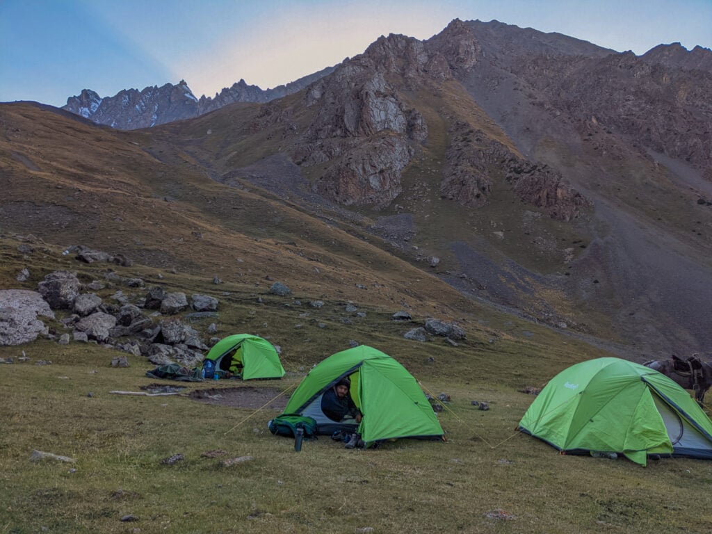 Tents In The Valley For Camping In Southern Kyrgyzstan.