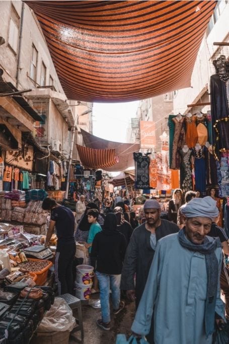 Walking through the market in Egypt.