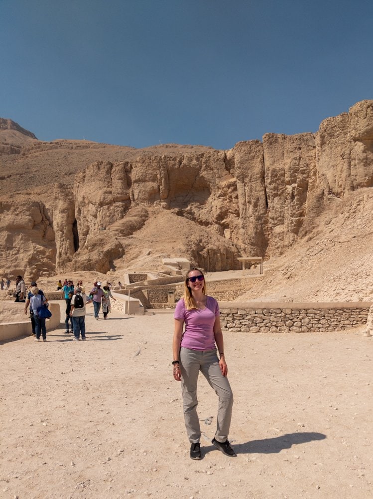 Standing in front of Valley of the Kings in Egypt.