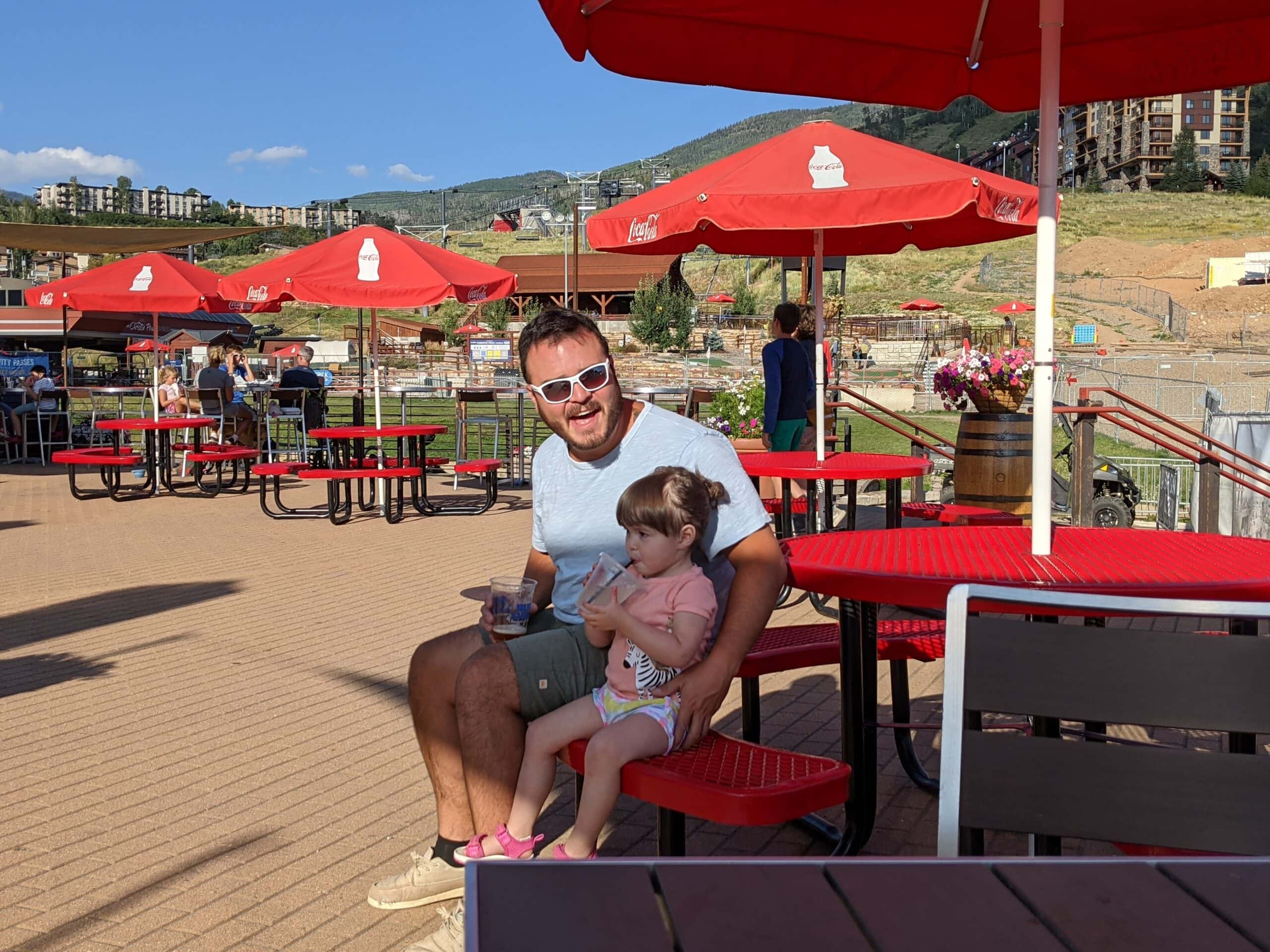Mike and Winter at the base area in Steamboat Springs, Colorado