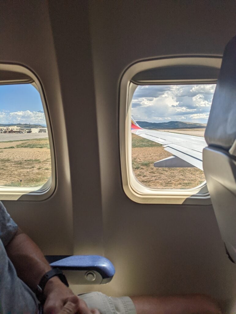 The plane ride from Denver to Steamboat Springs on Southwest.