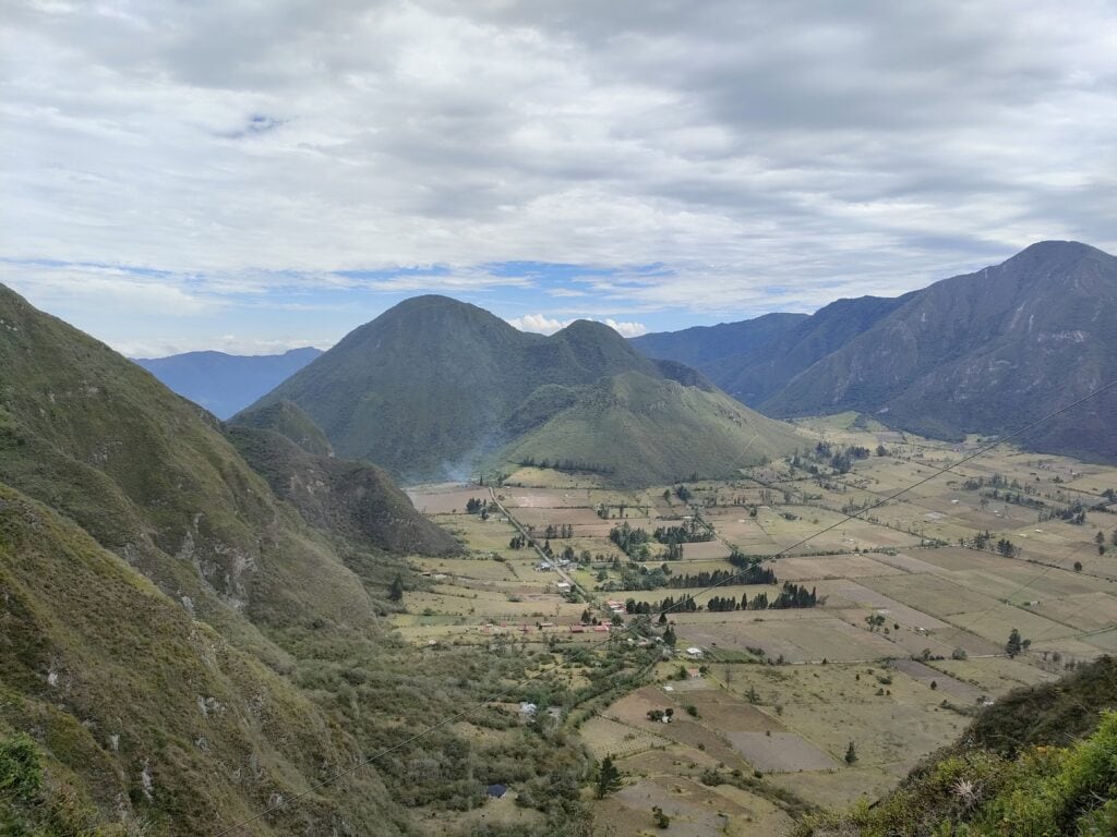 Mountain village in the Andes in Ecuador experiences colder temperatures due to elevation.