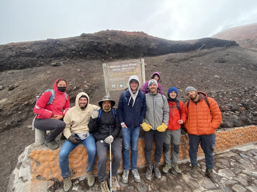 Group hiked a snowy mountain in Ecuador