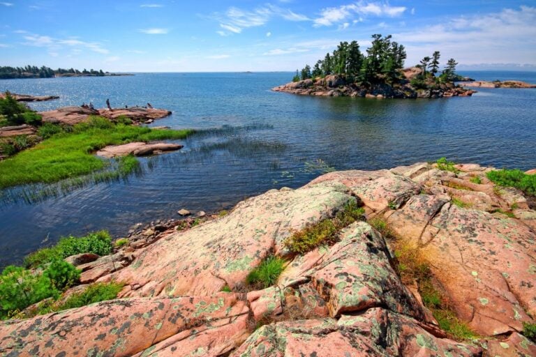 View of water seen when camping at Killarney Provincial Park
