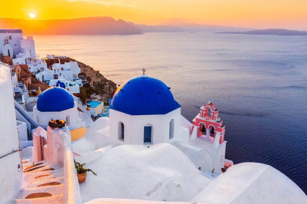 English is widely spoken in Santorini, one of the more popular Greek islands.