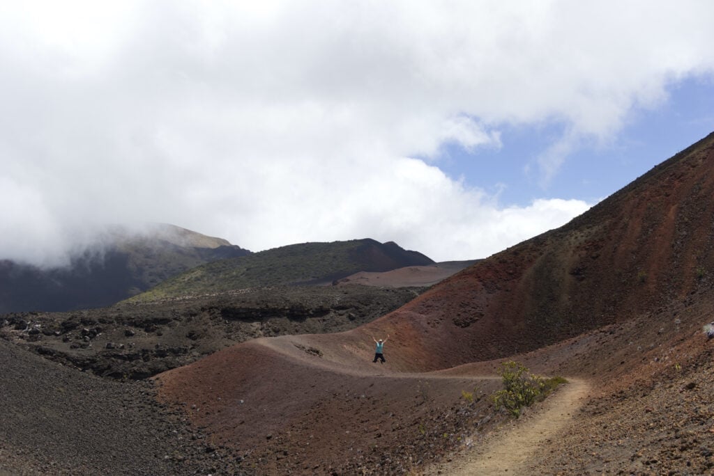 Haleakala sliding sands hike is one reason to choose Maui when deciding between Maui and The Big Island, Hawaii