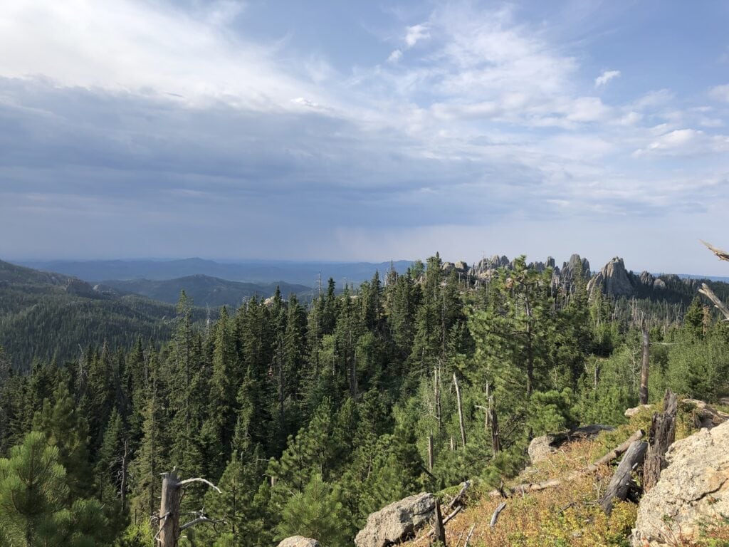 Views of the mountains surrounding Black Hills hiking trails.