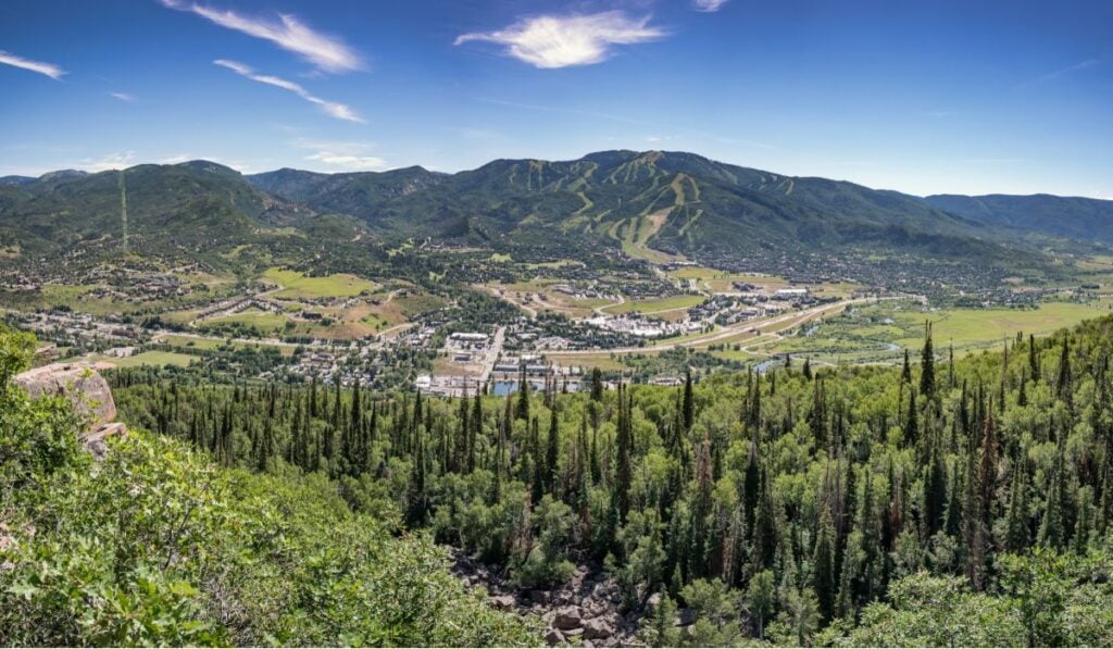 Mountaintop view of Steamboat Springs, Colorado, home to the Steamboat Marathon.