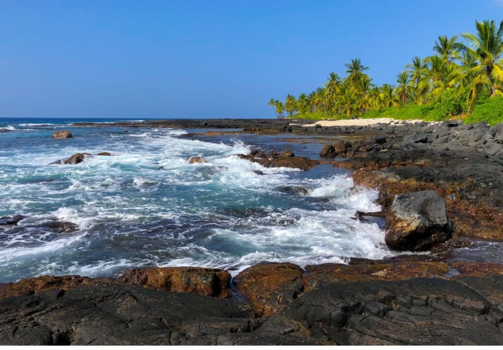 Volcanic rock beach on Big Island, Hawaii