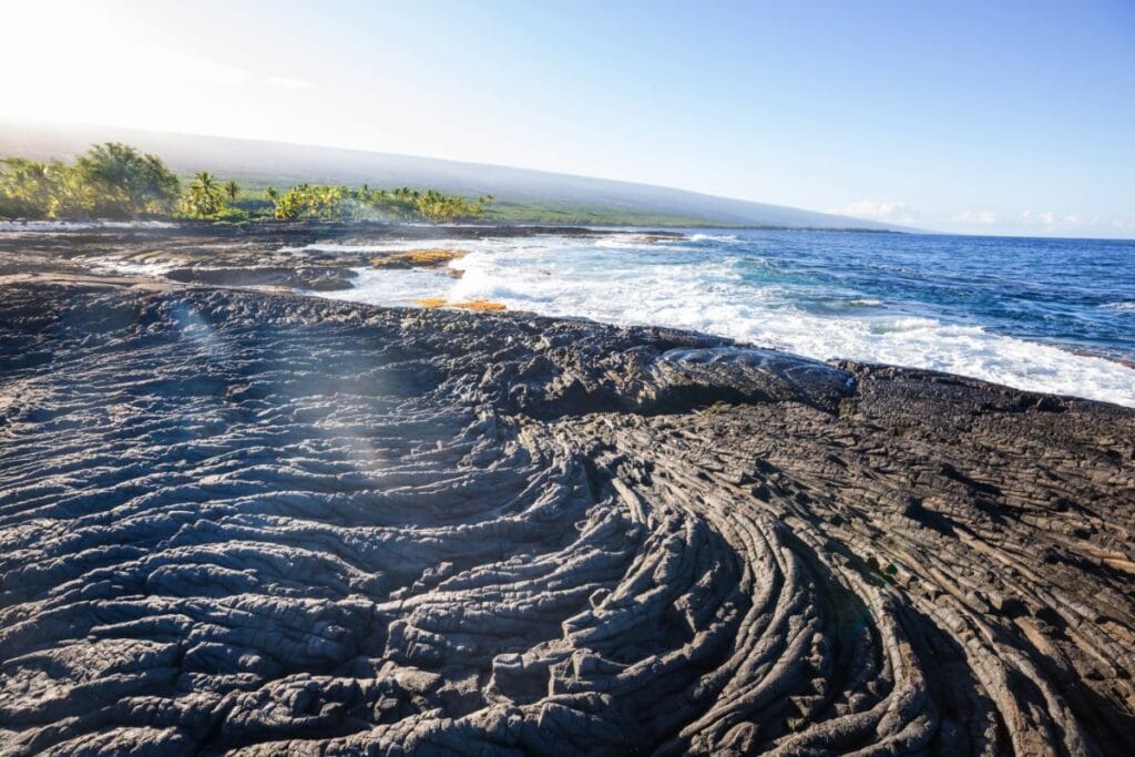 Beautiful black sand beach on Big Island