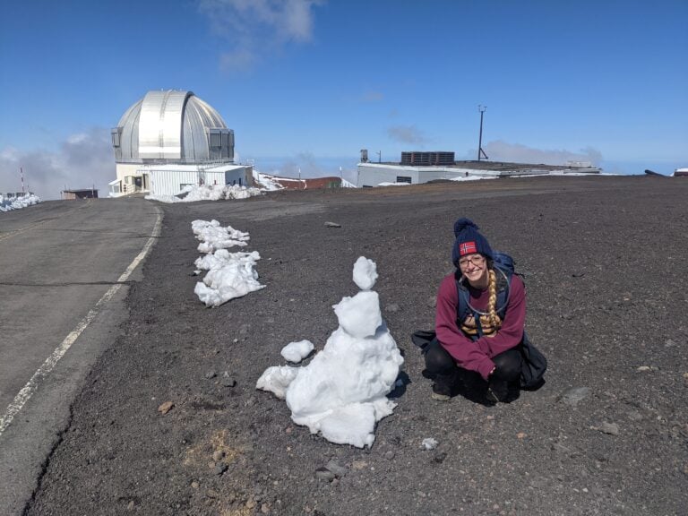 Snow at the Mauna Kea observatory on the Big Island, Hawaii