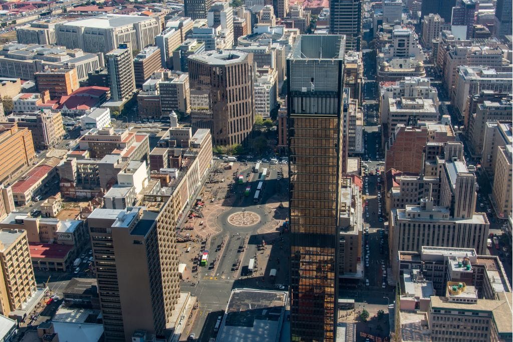 Downtown Johannesburg, including Gandhi Square and City Hall, some of the top landmarks in Johannesburg