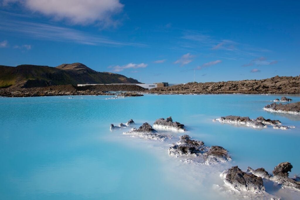 The blue lagoon in Iceland is ideal for relaxation in August.