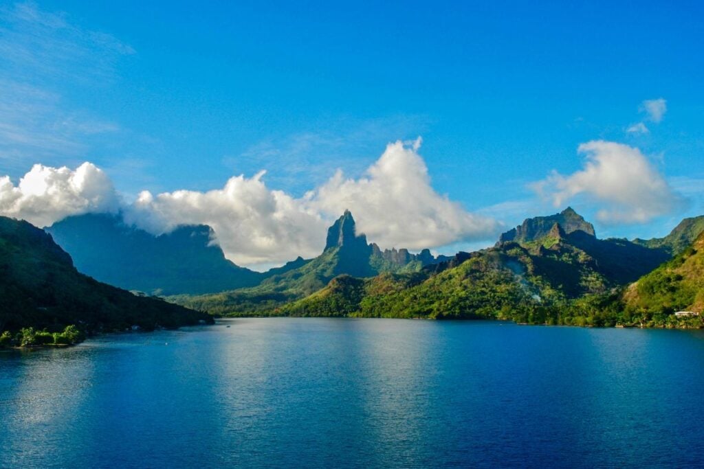 Spectacular view of the water and Mount Otemanu, a sight you can often find at many great places to eat in Bora Bora.