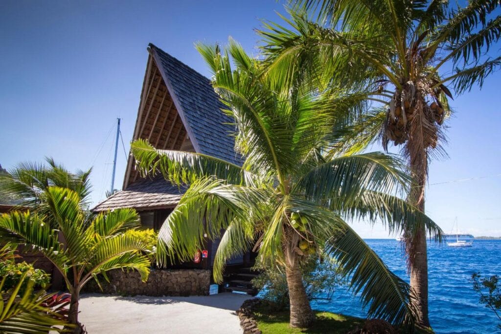 This is an overwater bungalow on a budget in Bora Bora.