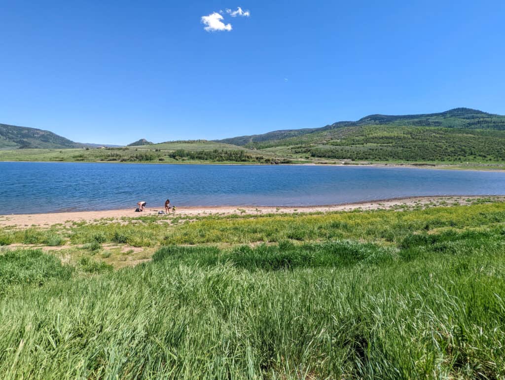 A gorgeous view of Stagecoach Reservoir on a sunny day.