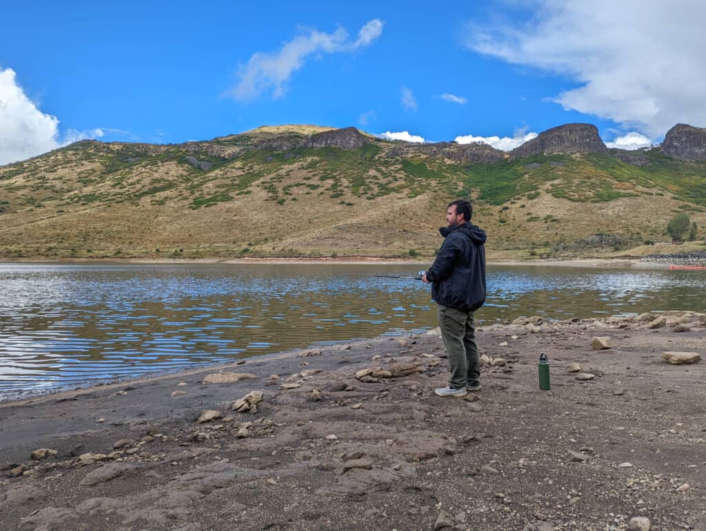 Fishing near Oak Creek, Colorado.