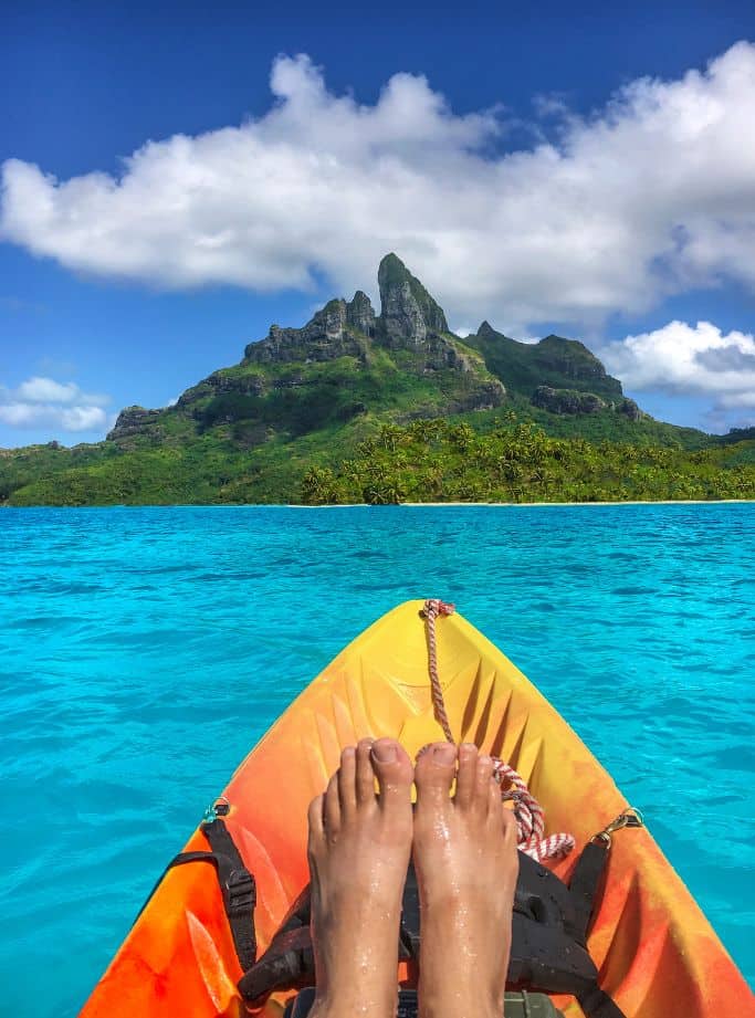 Kayaking in the Bora Bora lagoon, one of the best activities on the island