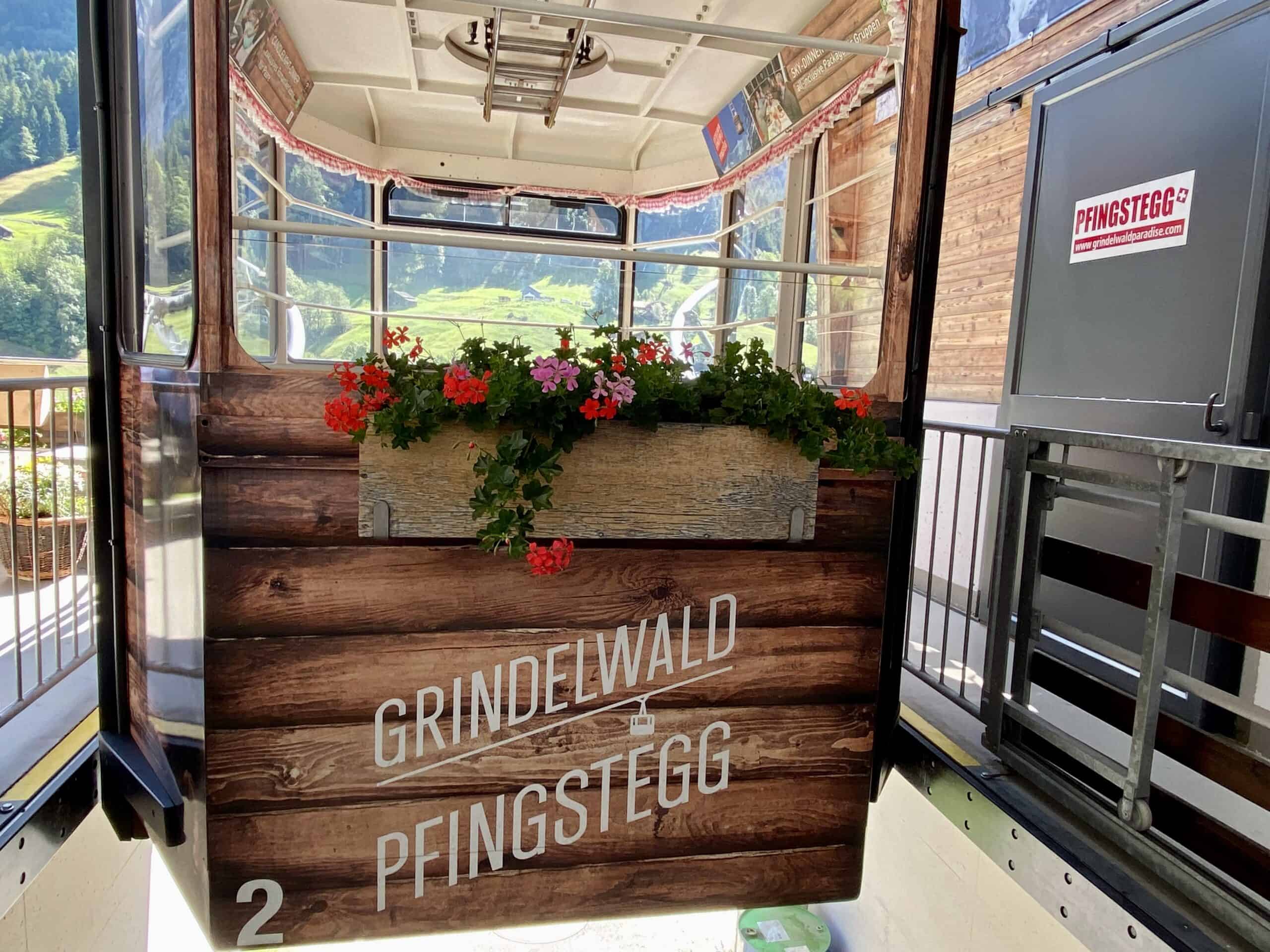 A unique thing to do in Grindelwald Switzerland is having dinner in a cable car.