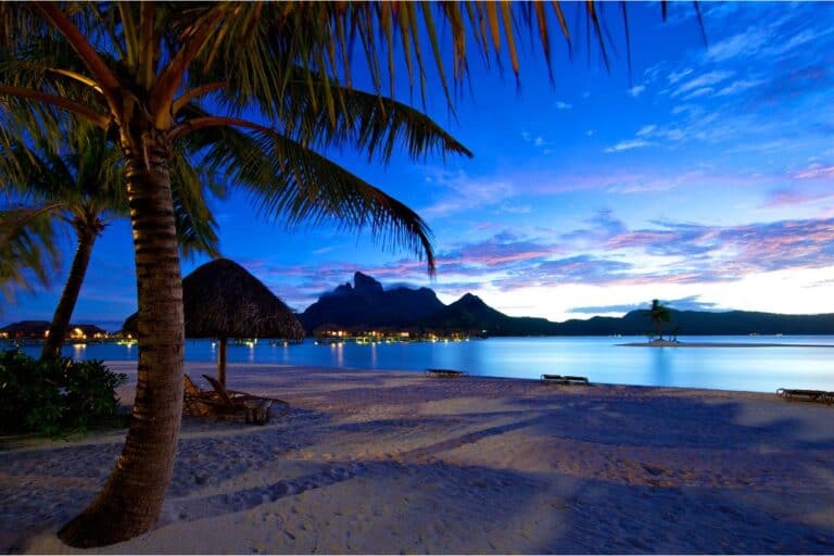 Bora Bora at night is a relaxing experience and a walk on the beach is the perfect way to end the day.
