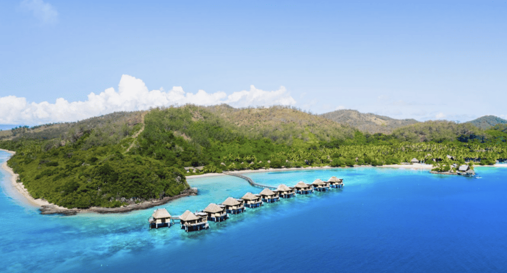 Overwater bungalows in Fiji