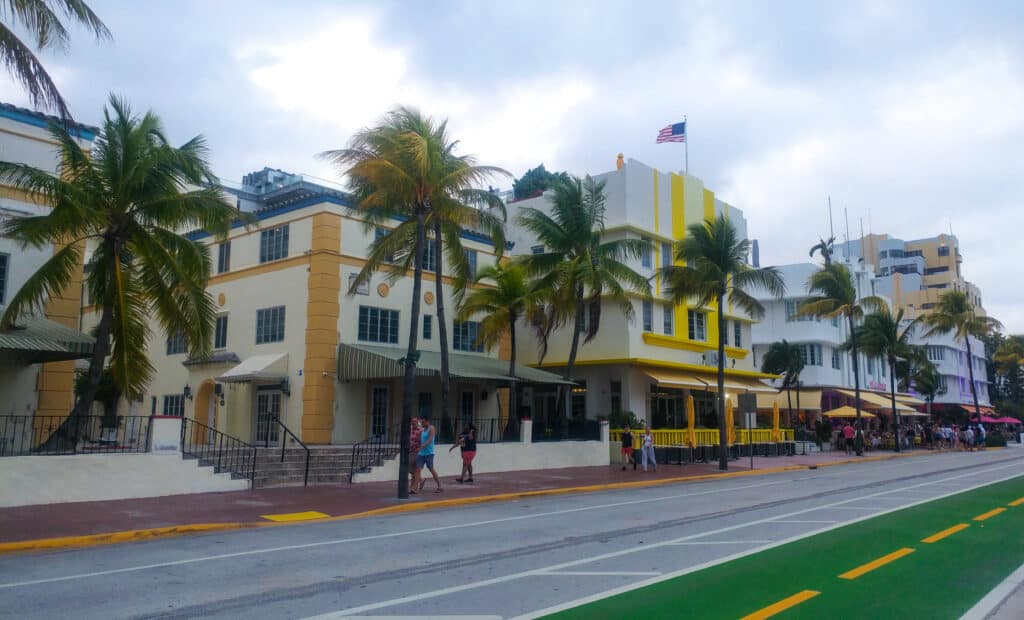 The art deco buildings on Ocean Drive in Miami are colorful and worth visiting.