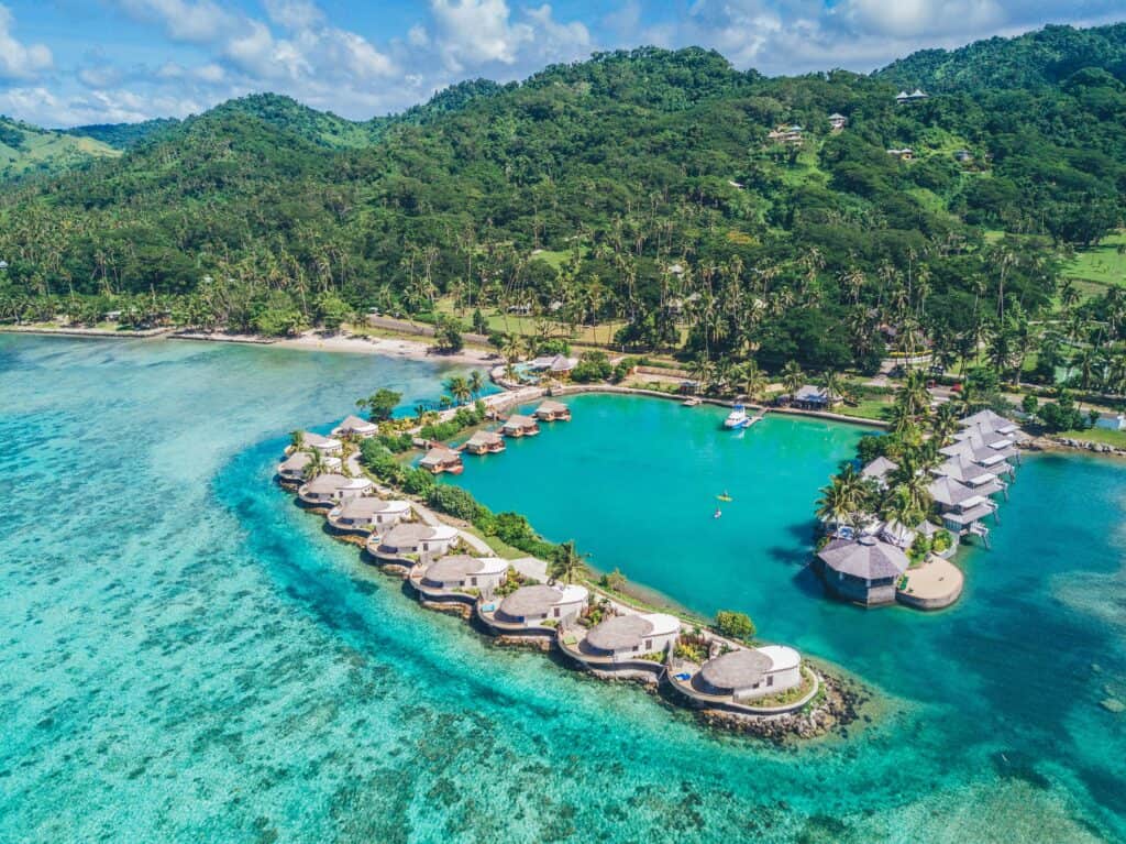 Koro Sun Overwater Bungalows Aerial View 