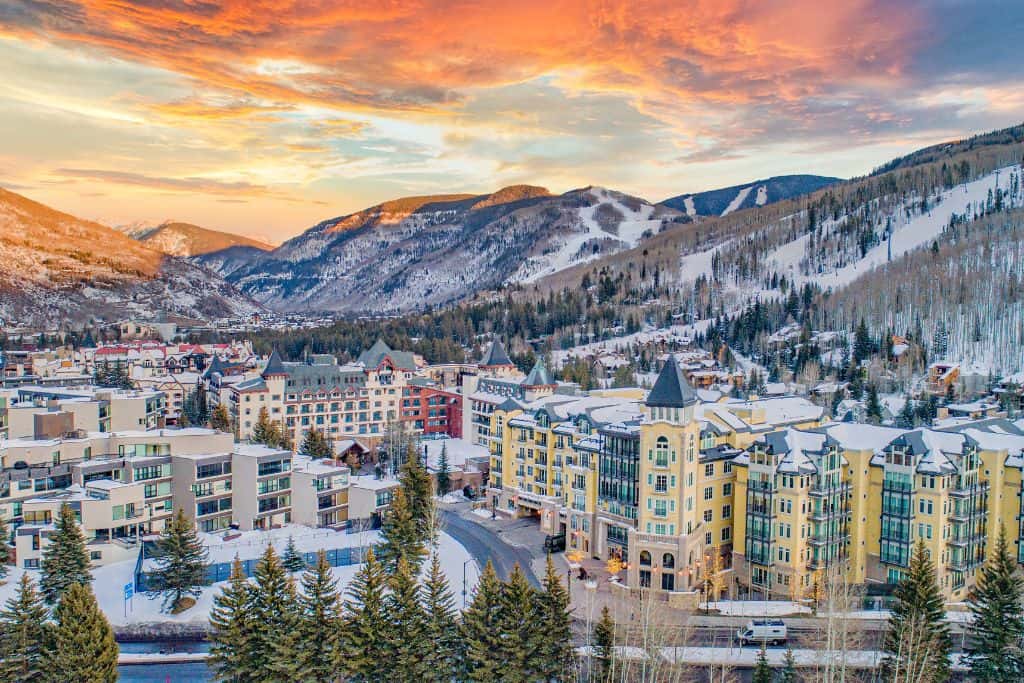 There are several bars in Vail with views of the mountains and slopes.