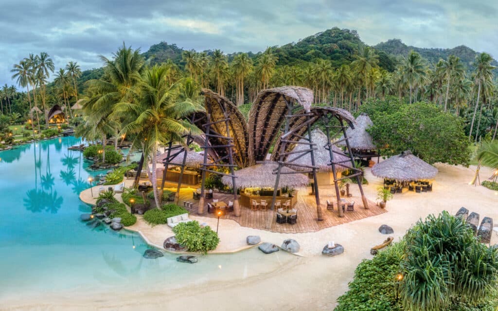 Beach Bar at Como Laucala Island over looking the water in Fiji