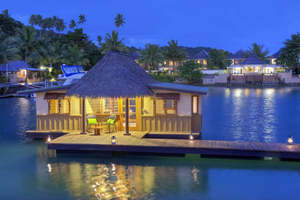 Edgewater Floating Overwater Bure at Night