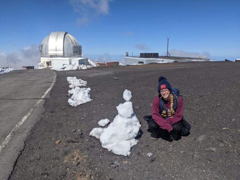 Laura next to snow in Hawaii.