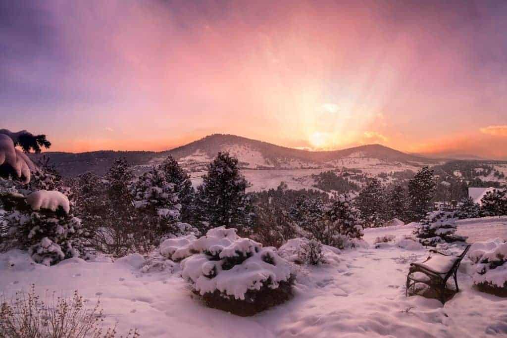 The mountains in Colorado at sunrise.